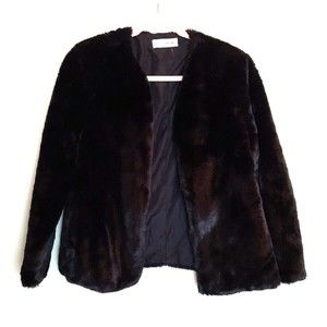 Sfera Basic Womens Black Faux Fur Coat Sz M